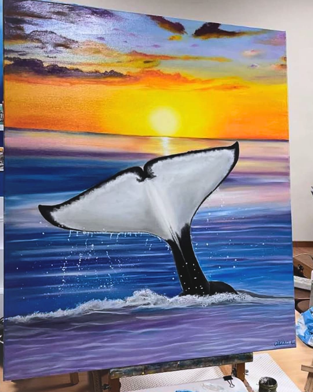 海洋生物油畫作品